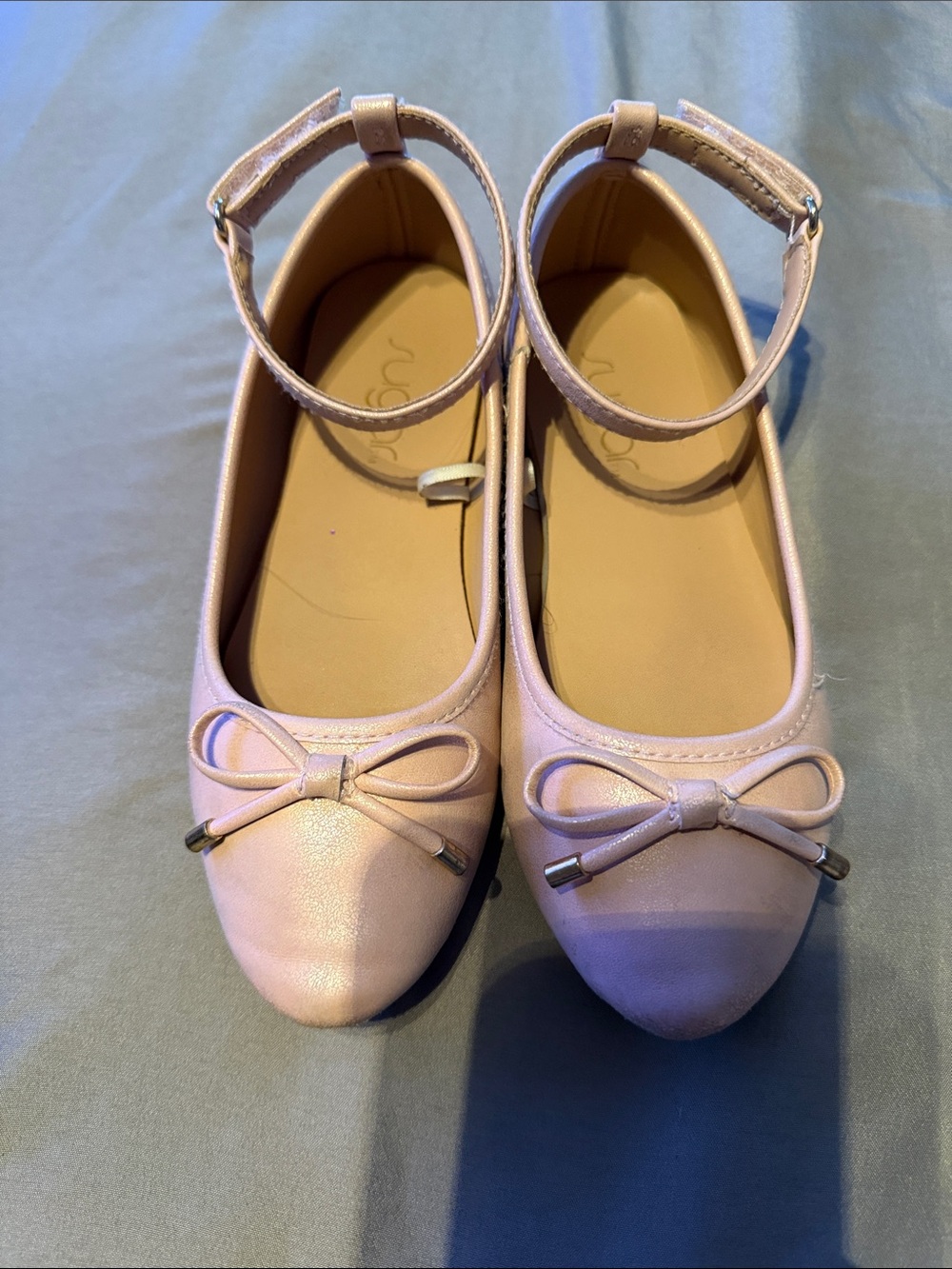 Sugar Girls Blush Pink Bow Ankle-Strap Dress Shoes